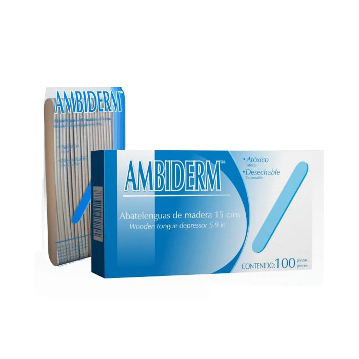 Abatelenguas Ambiderm de Madera (25 Piezas)