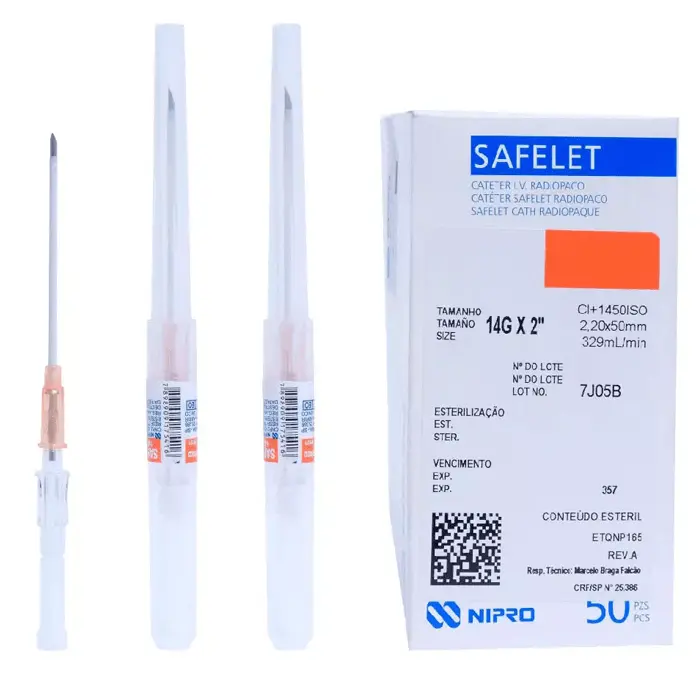 [Cl+1450ISO] Catéter Safelet IV de Nipro (14G x 2")