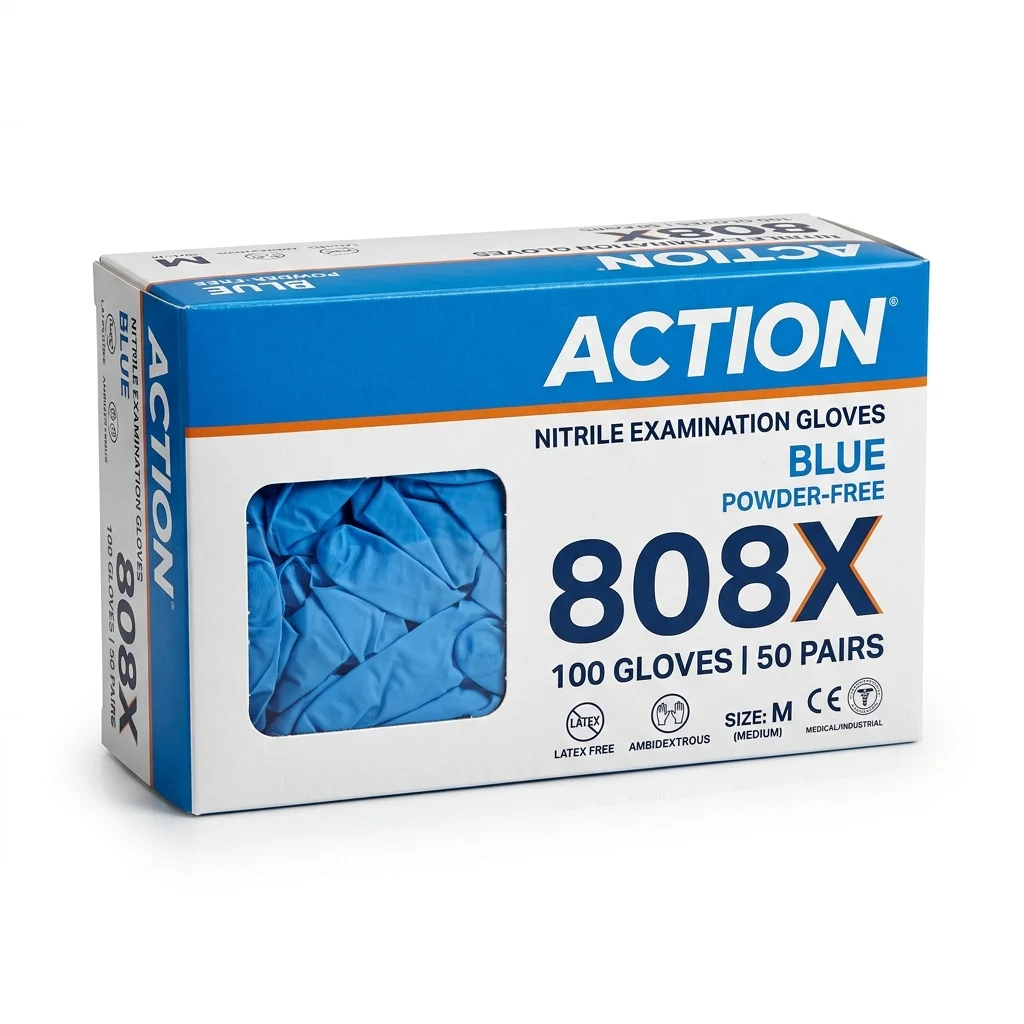 Guantes de Nitrilo Azul Action 808X