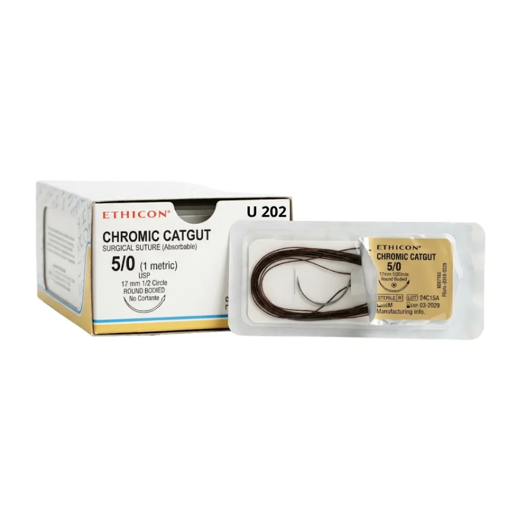 Catgut, 70 cm, Café, 5/0 USP, 17 mm, 1/2 Círculo No Cortante Ethicon